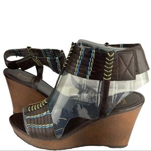 NEW Decree 9 brown vegan platform wedge sandals